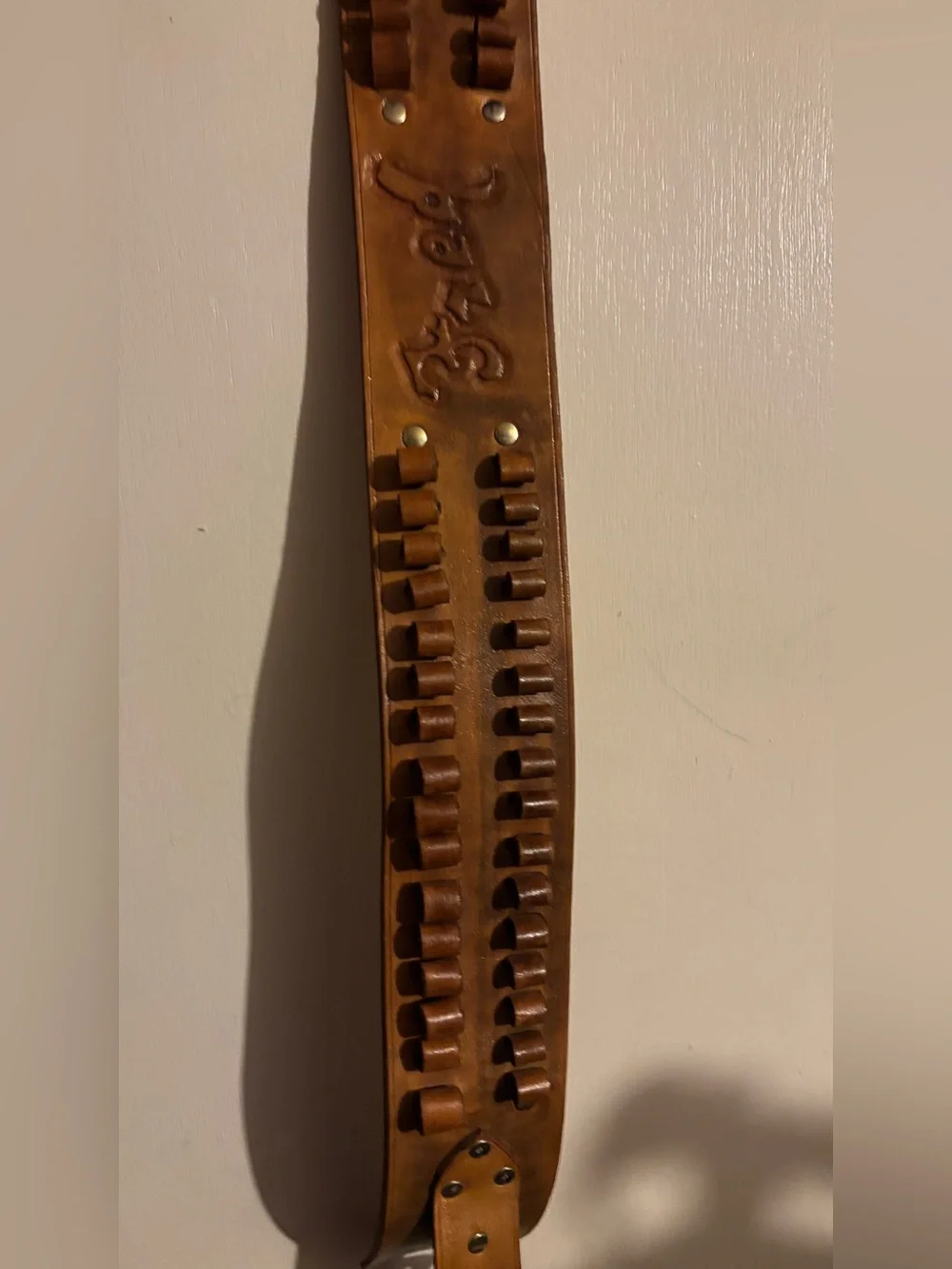 leather cartridge belt, specifically designed with individual loops